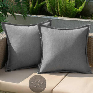 EMEMA Funda Cojines Exterior Impermeable 40x40cm Fundas de Almohadas de Lino de Sofá Almohadas Decorativas 2 Piezas Modernas para Salón Cama Silla Oficina Dormitorio Habitacion Lumbar Gris