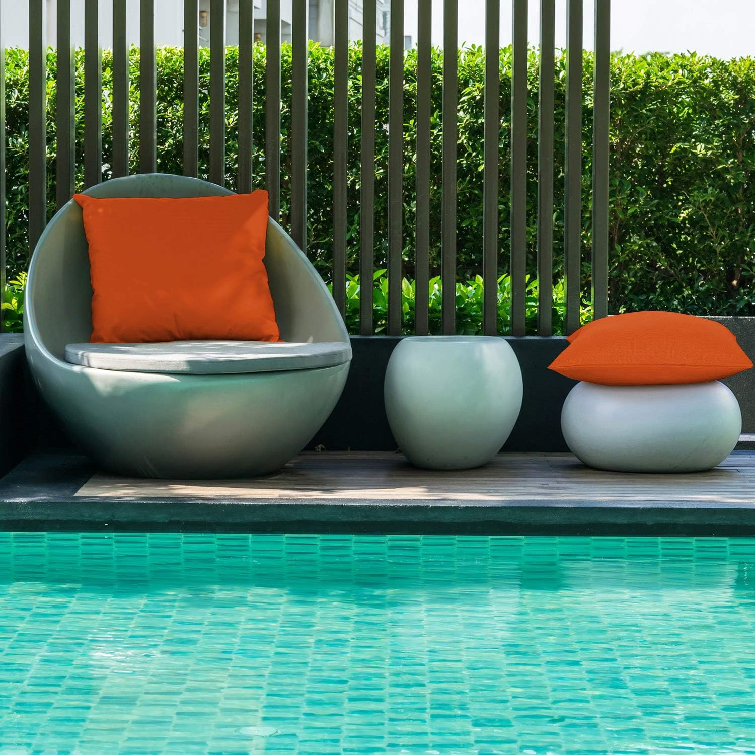 Paquete de 4 fundas de almohada decorativas impermeables para exteriores, cuadradas, para patio, balcón, jardín, funda de almohada con revestimiento de poliuretano para sofá, cama, patio, sofá, tienda - Imagen 2