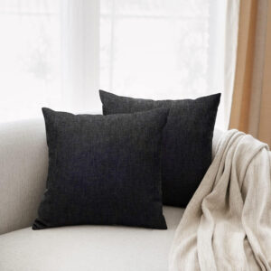 All Smiles Color Negro Exterior Fundas de Cojín y de Almohada Decorativas para Hogar Muebles de Patio Cuadradas de Lino Sólido para Sofá Porche Decoración 45 x 45CM，2PC