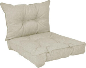 POKAR Cojines Lounge Exterior Cojin Asiento Muebles Jardín Cojin para Silla, Set de 2: Cojin Asiento 50x50x10 cm + Respaldo 50x40x10 cm, Beige