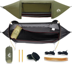 Night Cat Hamaca Tienda con Mosquitera Impermeable Rainfly para 1 Persona Senderismo Camping en Jardín Patio Trasero Wild