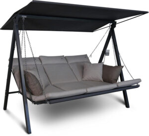 Angerer Freizeitmöbel GmbH Balancín de jardín Lounge Smart – Columpio de jardín Fabricado en Alemania – Columpio para Sentarse, tumbarse y Relajarse, Incluye función de Cama, fácil Montaje (Beige)