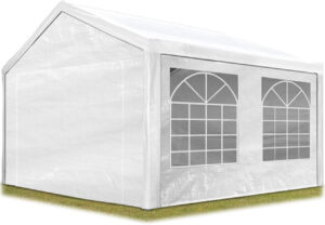Carpa para Fiestas 3x4 m en Blanco Lona PE 350 N Impermeable Carpa para el jardín con protección UV
