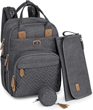 Dikaslon Mochila Cambiador, Mochila Pañalera Grande Bolsas Multifuncionales para Bebés con Cambiador Portátil, Portachupete y Correas para el Cochecito, para Mamá y Papá