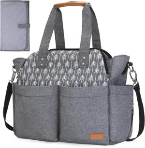 Lekebaby Bolso Carro Bebe Bolsa Carrito Bebés Cambiador Bolsos de Viaje Grande de Almacenamiento Para Pañales materna Messenger con Ganchos y Correa Universal