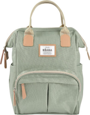 BÉABA, Mochila Cambiador Bebé, Gran Capacidad de Almacenaje, Múltiples Bolsillos, Cambiador Incluido, Gran Apertura, Bolsillos Aislantes, Bolsa de Viaje Multifuncional, Bolsa Wellington, Verde Salvia