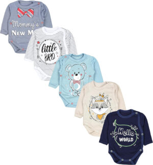 TupTam Body Bebé – Pack de 5 Bodies Bebé Recién Nacido, Body Bebé Niño con Cierre Frontal, 100% Algodón
