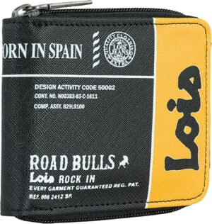 Lois - Black Youth Wallet Made of Durable Leatherette/Nylon for Boys, Casual Sports Wallet with Zippered Coin Pocket, Ideal for Teenagers and Young People