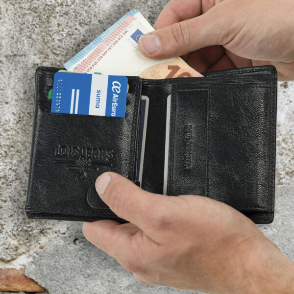 Lois - Stylish men's wallets with high modern design. Compact wallets for men classic style wallet functional wallet., Black/White, Classic - Image 2