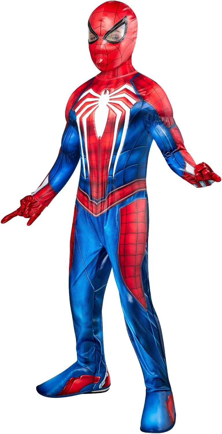 Rubies Disfraz Spiderman Gamer-Verse Premium para niños y niñas, Jumpsuit con cubrebotas, máscara de tela y guantes, Licencia Oficial Marvel para Carnaval, Halloween, Cumpleaños, Navidad