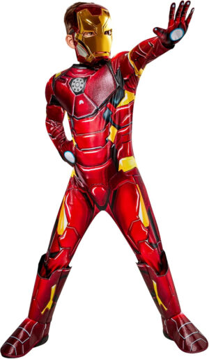 Rubies Disfraz Iron Man Premium para niños y niñas, Jumpsuit con armadura 3D y reactor, cubrebotas, máscara y guantes, Oficial Marvel para Carnaval, Halloween, Cumpleaños, Navidad