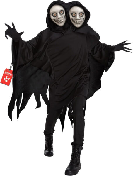 Morph Premium - Disfraz de la Muerte Adulto, Disfraz 2 Cabezas Adulto, Disfraz Fantasma Adulto, Disfraz Miedo Hombre, Disfraz Demonio, Disfraz Halloween Hombre Terror Tallas L,XL
