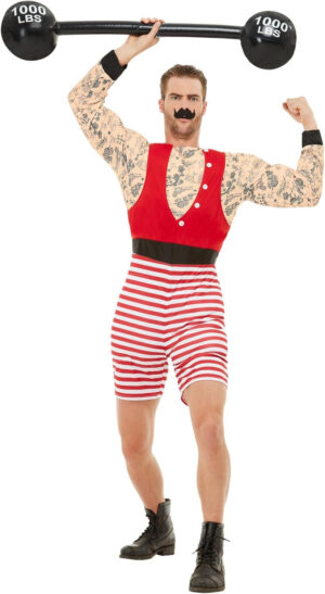 Smiffys 50807L Deluxe Strongman Costume, Men, Red & White
