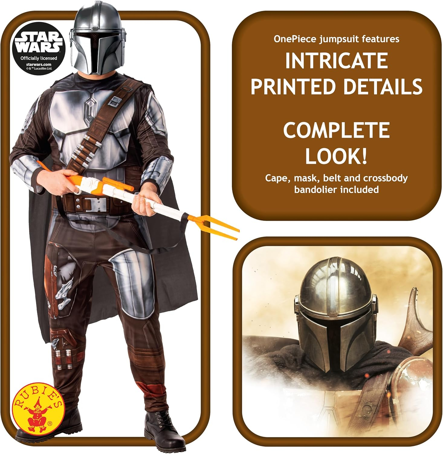 Rubies- Rubie'S Official Disney Star Wars The Mandalorian Adult Costume, Mens Fancy Dress, Size Standard Disfraces, Multicolor, Extra Large (300930-XL) - Imagen 2