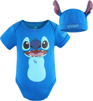 Disney Lilo and Stitch - Disfraz de mono y gorro para recién nacido y bebé, color azul