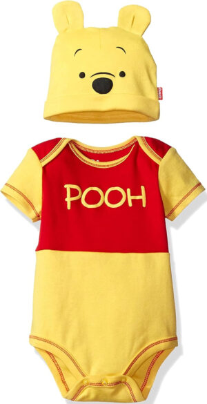 Disney Mono de Winnie the Pooh para ni?os con gorra, amarillo, 0 / 3M