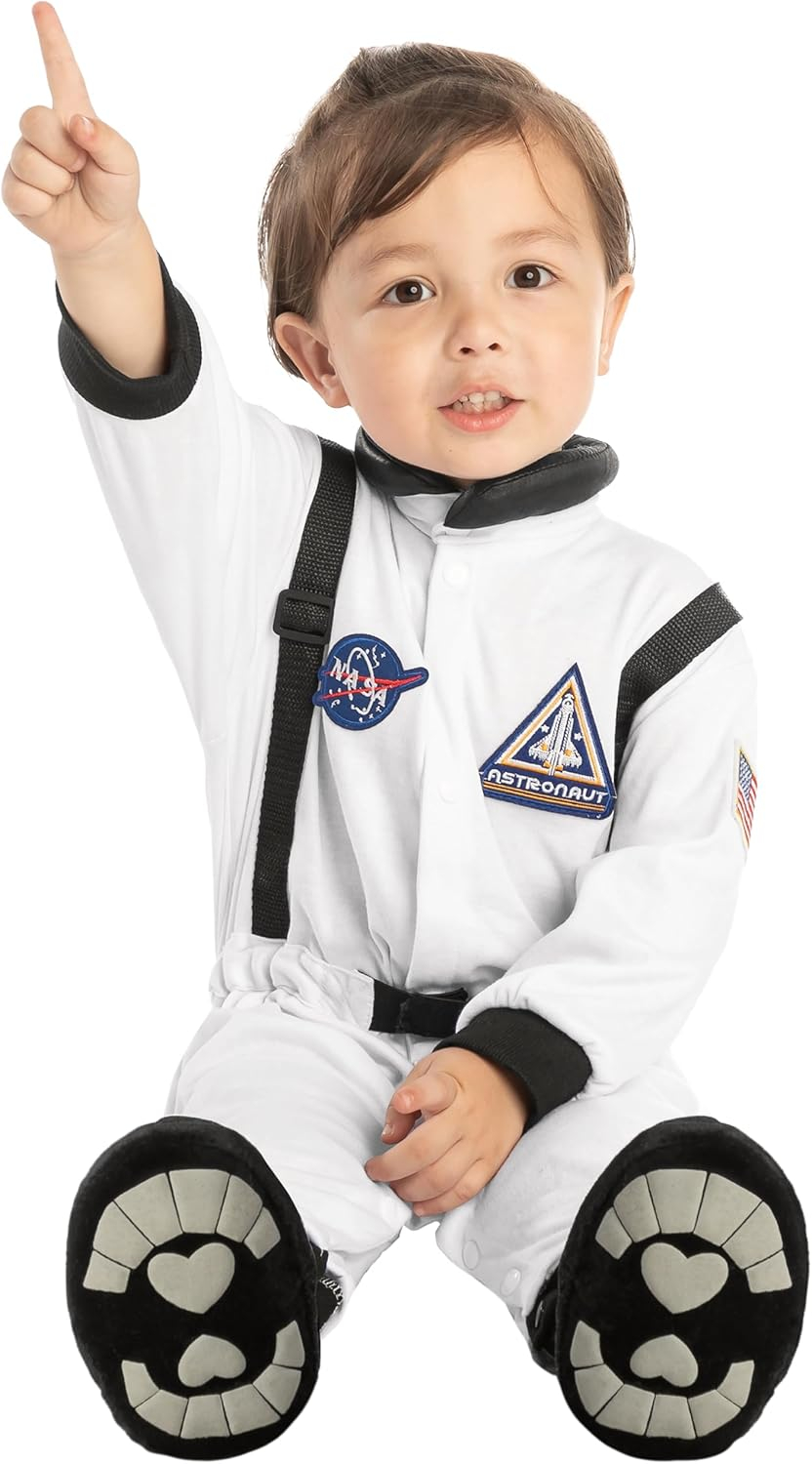 Spooktacular Creations Disfraz de piloto de Astronauta de la NASA para niños trucos de Halloween o tratamiento, fiestas espaciales, disfraz de juego de fantasía.