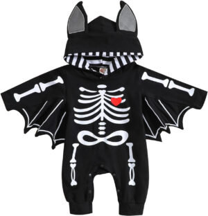 Hifot Disfraz Halloween Bebe Disfraz de Murciélago para Recién Nacido,Niña Niño Infantil Disfraces Mono Ropa con Sombrero