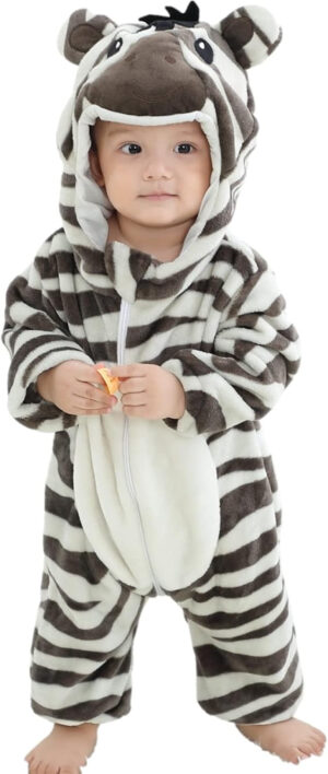 Jamron Unisex Bebé Animales Peleles con Capucha Invierno Franela Monos Mameluco 0-36 Meses