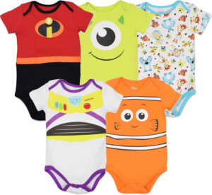 Disney Mickey Mouse Rey León Winnie the Pooh Pixar Toy Story Buscando a Nemo Baby paquete de 5 mamelucos para recién nacidos a bebés