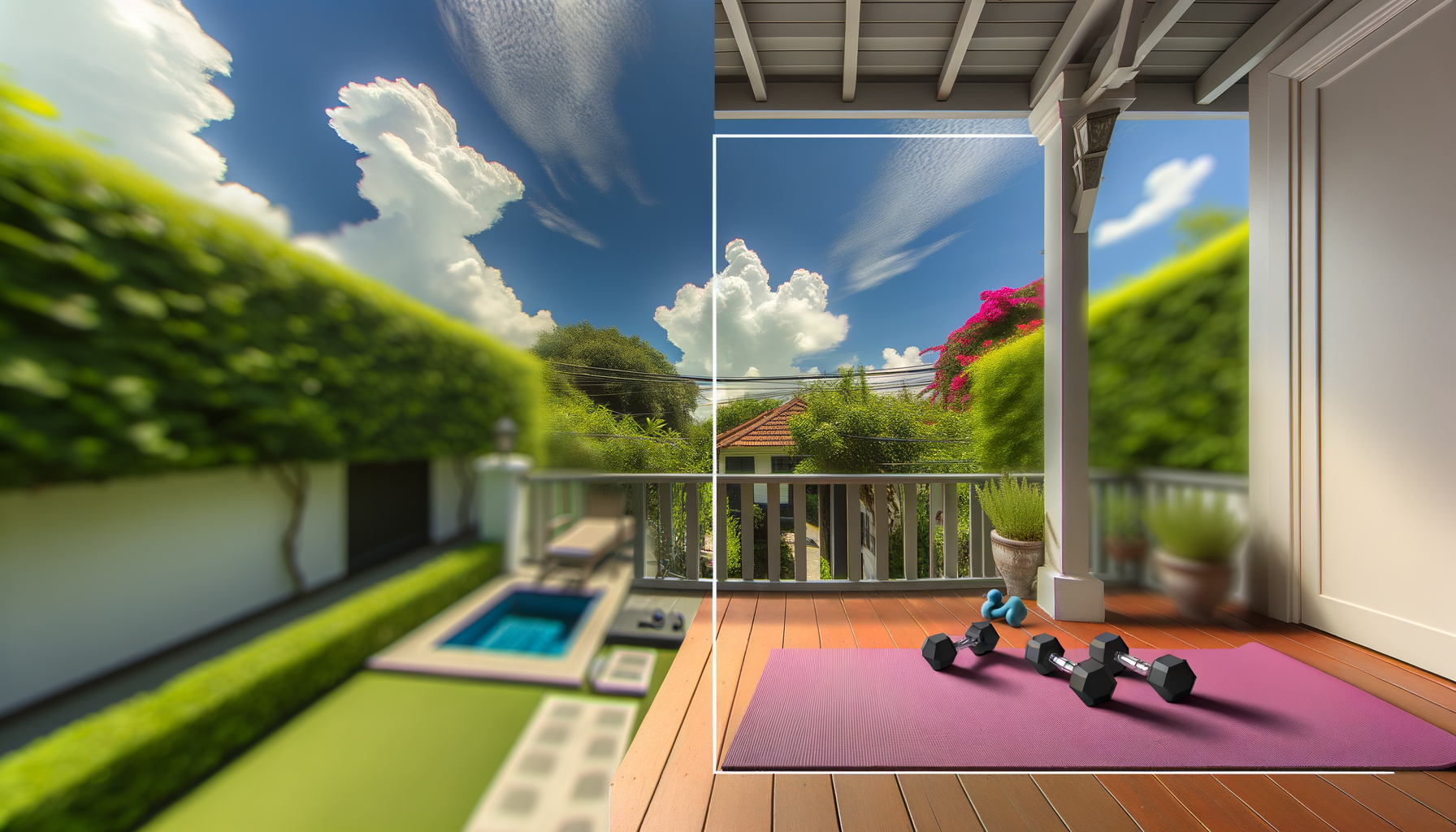 Idea con Equipamiento para Ejercicio en Casa en Terraza