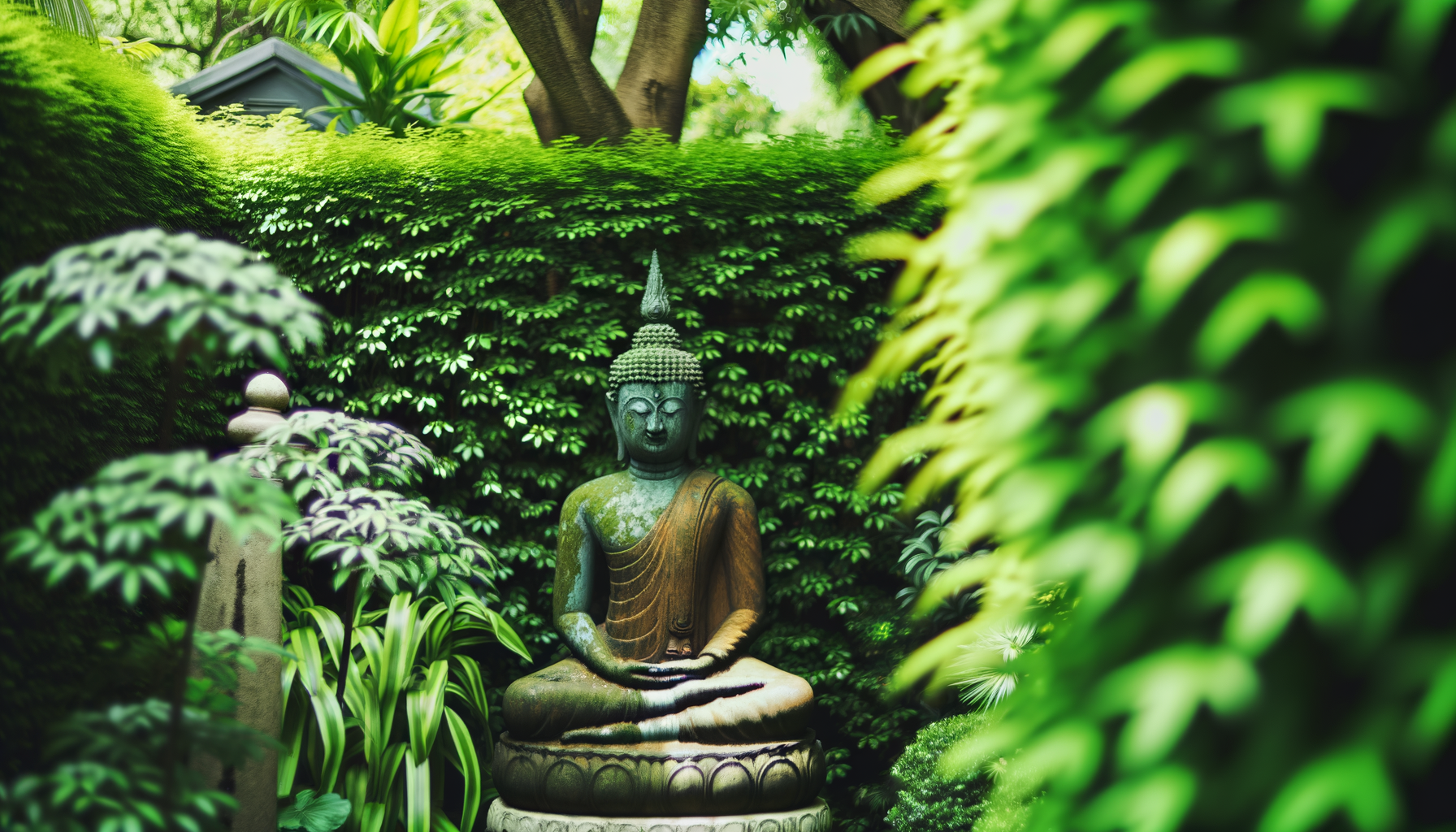 Idea con Esculturas, Figuras y Estatuas de Buda en Jardín