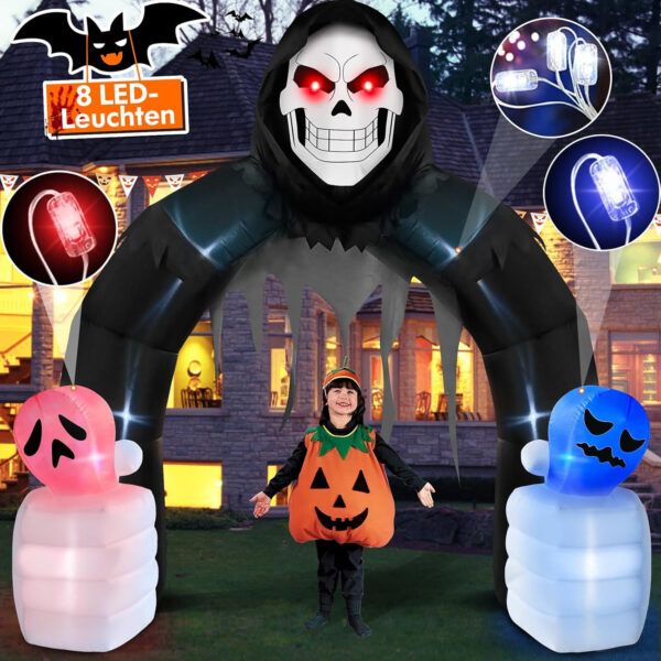Danxilu 10 Feet Giant Halloween Inflatable Arch with Built-in LED Lights, Halloween Inflatable Arch Grim Reaper Decoration for Indoor Outdoor, Party, Garden, Lawn - Image 2