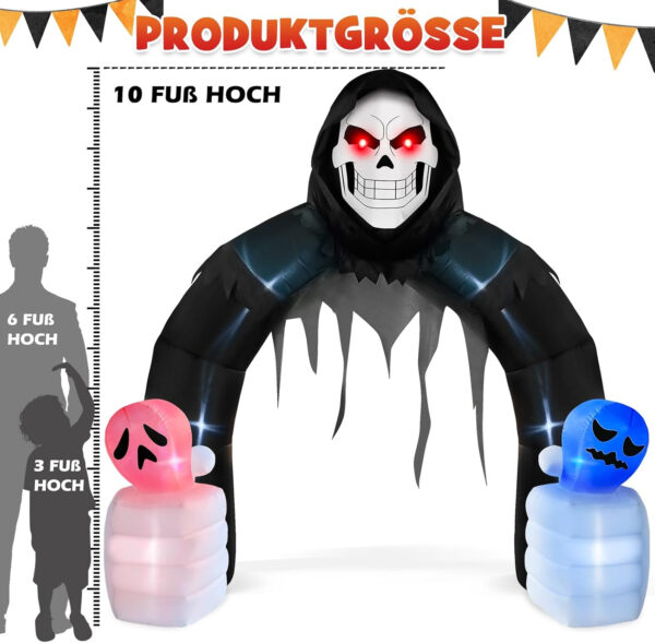 Danxilu 10 Feet Giant Halloween Inflatable Arch with Built-in LED Lights, Halloween Inflatable Arch Grim Reaper Decoration for Indoor Outdoor, Party, Garden, Lawn - Image 3