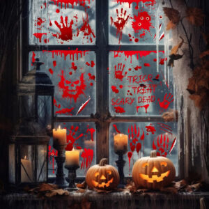 YIHELU Pegatinas De Ventana Sangrientas De Halloween, Manchas De Sangre Realistas, Huellas De Manos Y Terror Para Decoración