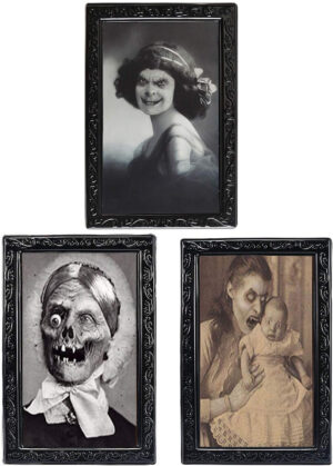 TRIXES 3 Marcos imágenes Movimiento Magia Lentes 3D Halloween-Retrato Caras cambiantes Decoración Terror Fiestas temáticas fantasmales embrujadas-38X25cm