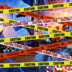 Jsdoin, Decoraciones de Halloween, cinta amarilla de advertencia de peligro, 30 mt, ideal para fiestas de zombie, Halloween, casa embrujada, etc
