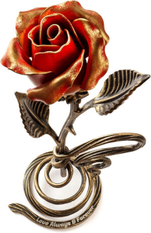 Red Metal Rose (Rose + Personalized Stand)