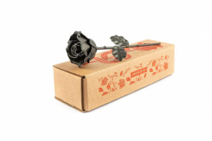 Forging Art Bcn® Rosa Eterna de Hierro Forjada a Mano- Regalo Día de la Madre, Sant Jordi, San Valentín, Bodas de hierro (6 aniversario) (Negro)