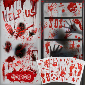 Pegatinas Puerta Ventana Halloween Decoracion - Pegatinas Decoración Halloween Puerta Ventana Casa Interior Exterior Fiesta Adornos Zombie Cartel Poster Stickers Cristal Terror Sangrientas Decorativas