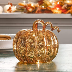 Lights4fun 16,5 cm ámbar Mercury Glass Pumpkin Funciona con Pilas LED otoño Acción de Gracias Decoración iluminada