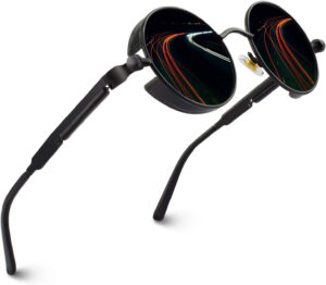 CGID E72 Steampunk Estilo Retro Inspirado Círculo Metálico Redondo Gafas de Sol Polarizadas para Hombres
