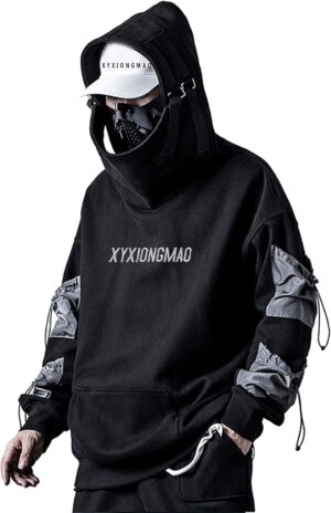 XYXIONGMAO Streetwear Techwear - Sudadera con Capucha Cyberpunk Tactical para Hombre, Color Negro