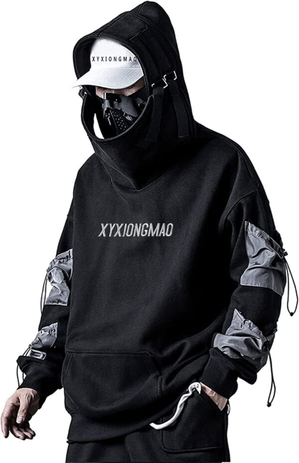 XYXIONGMAO Streetwear Techwear - Sudadera con Capucha Cyberpunk Tactical para Hombre, Color Negro