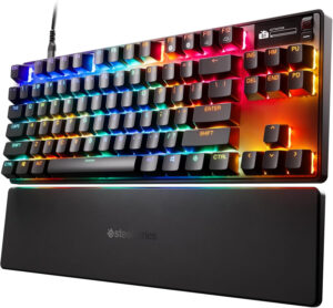 SteelSeries Apex Pro TKL Gen 3 – Teclado Mecanico Gaming – HyperMagnetic Interruptores OmniPoint 3.0 – Accionamiento Ajustable – Rapid Trigger – Preajustes – Rapid Tap – RGB – OLED – US QWERTY