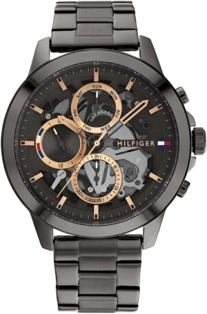 Tommy Hilfiger Reloj Analógico de Cuarzo Multifunción para Hombre con Correa de Acero Inoxidable o de Cuero