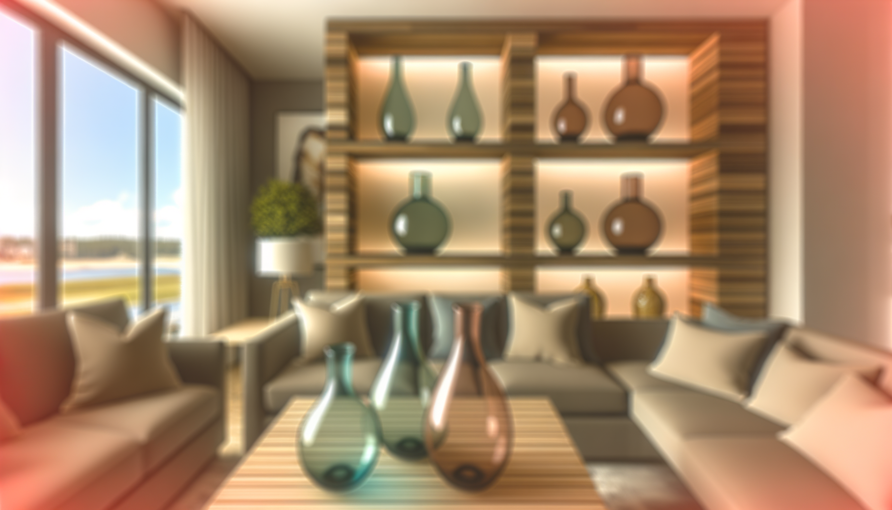 Idea con Jarrones y Floreros De Cristal en Sala de Estar