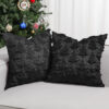 Lewondr Fundas Decorativas para Almohada, 2PCS 45x45cm Fundas Navideñas para Cojines de Terciopelo con Bordado Tridimensional de Árbol de Navidad, Fundas de Almohada de Navidad para Sofá Cama, Negro